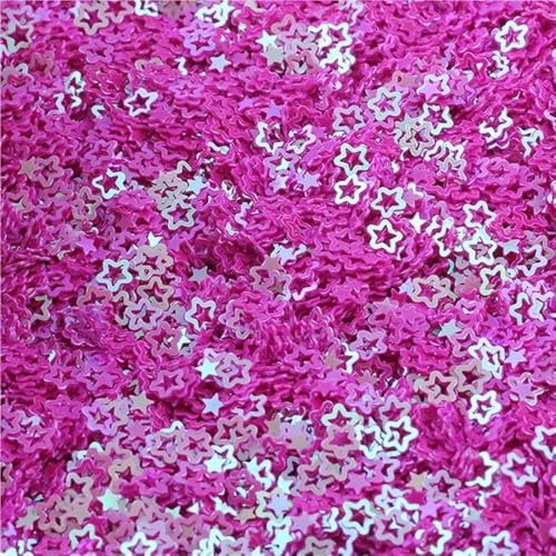 mit farbenfrohen Papierstücken, 10/20/50 g Bastel-Pailletten for Selbermachen for Nagelkunst, 4 mm hohle Pentagramm-Pailletten, Hochzeitsdekoration, Konfetti-Pailletten, 1 Beutel(Rose Red,10) von GNYVZXPLQ