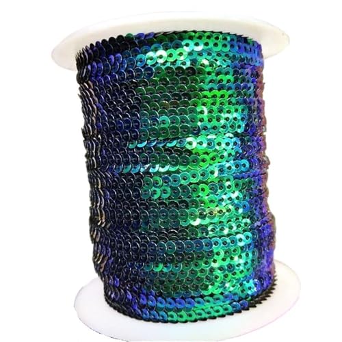 mit farbenfrohen Papierstücken, 10 Yards 3 mm Festival-Pailletten, lose Pailletten in Großpackung for Scrapbooking-Besatz, runde Stick-Pailletten(Black Green) von GNYVZXPLQ