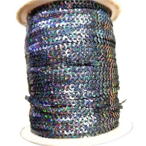 mit farbenfrohen Papierstücken, 10 Yards 3 mm Festival-Pailletten, lose Pailletten in Großpackung for Scrapbooking-Besatz, runde Stick-Pailletten(Laser Black) von GNYVZXPLQ