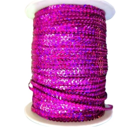 mit farbenfrohen Papierstücken, 10 Yards 3 mm Festival-Pailletten, lose Pailletten in Großpackung for Scrapbooking-Besatz, runde Stick-Pailletten(Laser Fuchsia) von GNYVZXPLQ