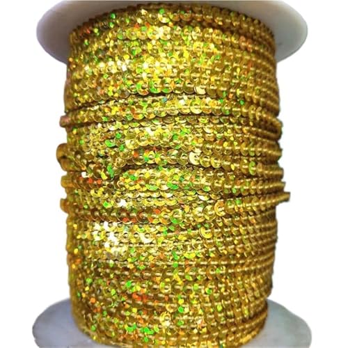 mit farbenfrohen Papierstücken, 10 Yards 3 mm Festival-Pailletten, lose Pailletten in Großpackung for Scrapbooking-Besatz, runde Stick-Pailletten(Laser Gold) von GNYVZXPLQ