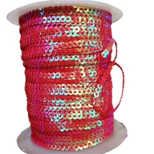 mit farbenfrohen Papierstücken, 10 Yards 3 mm Festival-Pailletten, lose Pailletten in Großpackung for Scrapbooking-Besatz, runde Stick-Pailletten(Red) von GNYVZXPLQ