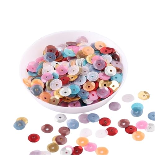 mit farbenfrohen Papierstücken, 10 g/Packung, 6 mm, for Nähen, for Hochzeiten, runde, matte PVC-Pailletten, lose Pailletten, DIY-Kleidungszubehör for Damen(Matte Mix) von GNYVZXPLQ