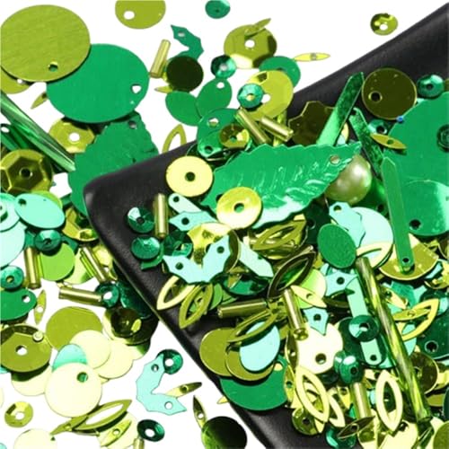 mit farbenfrohen Papierstücken, 10 g lose PVC-Pailletten, lose Pailletten in Großpackung, flache Pailletten, schillernde Stickpailletten for Bekleidungszubehör(Green) von GNYVZXPLQ