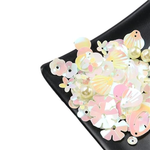 mit farbenfrohen Papierstücken, 10 g lose PVC-Pailletten, lose Pailletten in Großpackung, flache Pailletten, schillernde Stickpailletten for Bekleidungszubehör(Milk white) von GNYVZXPLQ