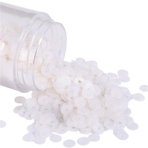 mit farbenfrohen Papierstücken, 10 g matte PVC-Pailletten, 4 mm flache, runde Mattpailletten, elastischer Paillettenbesatz for Deko-Konfetti(Matt White) von GNYVZXPLQ