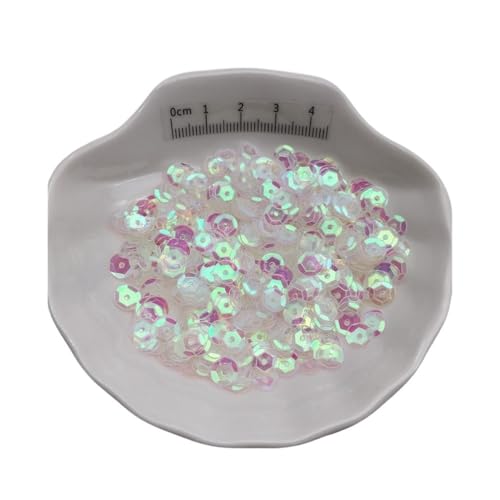 mit farbenfrohen Papierstücken, 10 g schillernde, flache Pailletten, 4/5/6/8/10 mm große PVC-Pailletten, Glitzer-Pailletten for handgefertigte Kleidungsaccessoires(Clear,6mm) von GNYVZXPLQ