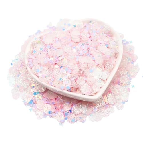 mit farbenfrohen Papierstücken, 20 g 50 g Pailletten-Glitzer, lose Pailletten in Stern-, Herz- und Punktform, dekorative Pailletten for DIY-Shaker-Karten, Scrapbook-Dekoration, 1 Packung(Pink,50) von GNYVZXPLQ