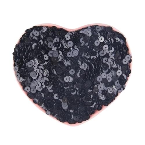 mit farbenfrohen Papierstücken, 20 g runde Stickpailletten in Blau, Rosa und Rot, 3–6 mm flache, runde, lose Pailletten, glänzende Farbpailletten for Bastelarbeiten(Black,5mm) von GNYVZXPLQ