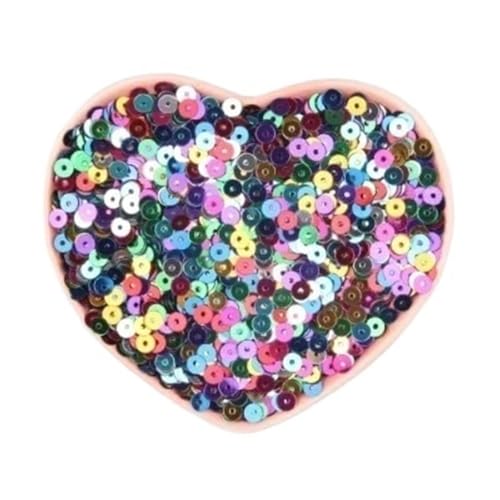 mit farbenfrohen Papierstücken, 20 g runde Stickpailletten in Blau, Rosa und Rot, 3–6 mm flache, runde, lose Pailletten, glänzende Farbpailletten for Bastelarbeiten(Deep green,6mm) von GNYVZXPLQ