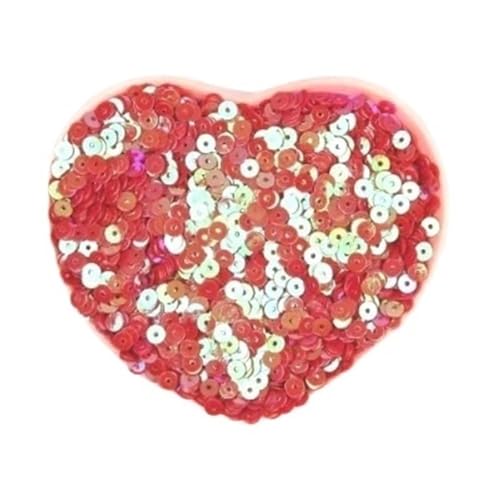 mit farbenfrohen Papierstücken, 20 g runde Stickpailletten in Blau, Rosa und Rot, 3–6 mm flache, runde, lose Pailletten, glänzende Farbpailletten for Bastelarbeiten(Laser red,4mm) von GNYVZXPLQ