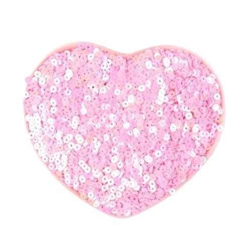 mit farbenfrohen Papierstücken, 20 g runde Stickpailletten in Blau, Rosa und Rot, 3–6 mm flache, runde, lose Pailletten, glänzende Farbpailletten for Bastelarbeiten(Pink,5mm) von GNYVZXPLQ