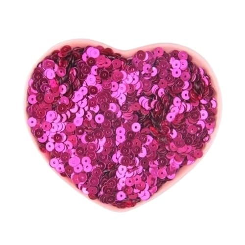 mit farbenfrohen Papierstücken, 20 g runde Stickpailletten in Blau, Rosa und Rot, 3–6 mm flache, runde, lose Pailletten, glänzende Farbpailletten for Bastelarbeiten(RoseRed,6mm) von GNYVZXPLQ
