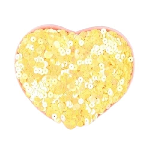 mit farbenfrohen Papierstücken, 20 g runde Stickpailletten in Blau, Rosa und Rot, 3–6 mm flache, runde, lose Pailletten, glänzende Farbpailletten for Bastelarbeiten(Yellow,5mm) von GNYVZXPLQ