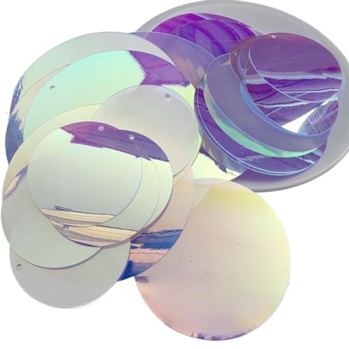 mit farbenfrohen Papierstücken, 250 Gramm lose Pailletten in Übergröße, Regenbogenflitter, Paillettes, schillernde Applikation, transparente Verzierungspailletten(40mm) von GNYVZXPLQ
