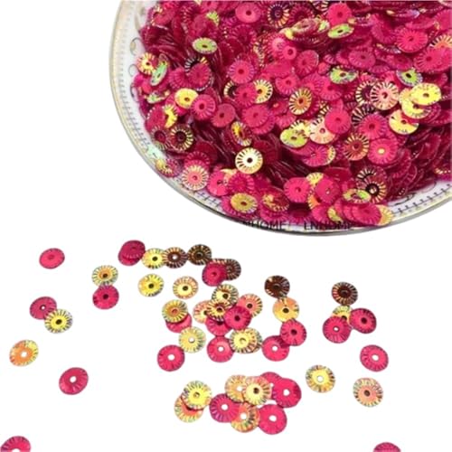 mit farbenfrohen Papierstücken, 30 g PVC-Pailletten for Nähen, 6 mm runde Radblumen, vergoldete lose Pailletten, gelb, rosa, rot, lila Pailletten(Clear Rose Red) von GNYVZXPLQ