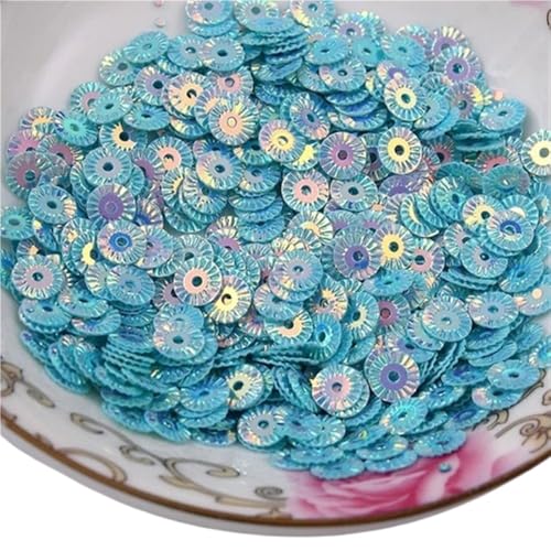 mit farbenfrohen Papierstücken, 30 g PVC-Pailletten for Nähen, 6 mm runde Radblumen, vergoldete lose Pailletten, gelb, rosa, rot, lila Pailletten(Light Blue) von GNYVZXPLQ