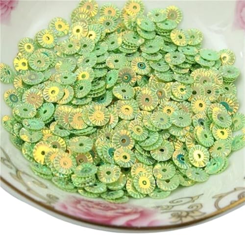 mit farbenfrohen Papierstücken, 30 g PVC-Pailletten for Nähen, 6 mm runde Radblumen, vergoldete lose Pailletten, gelb, rosa, rot, lila Pailletten(Light Green) von GNYVZXPLQ