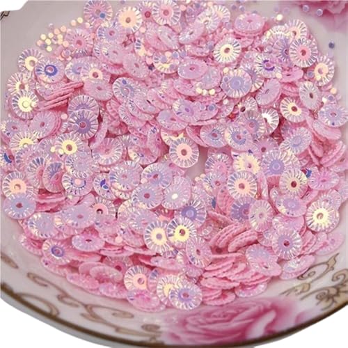 mit farbenfrohen Papierstücken, 30 g PVC-Pailletten for Nähen, 6 mm runde Radblumen, vergoldete lose Pailletten, gelb, rosa, rot, lila Pailletten(Light Pink) von GNYVZXPLQ
