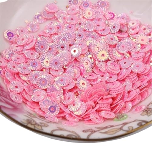 mit farbenfrohen Papierstücken, 30 g PVC-Pailletten for Nähen, 6 mm runde Radblumen, vergoldete lose Pailletten, gelb, rosa, rot, lila Pailletten(Pink) von GNYVZXPLQ
