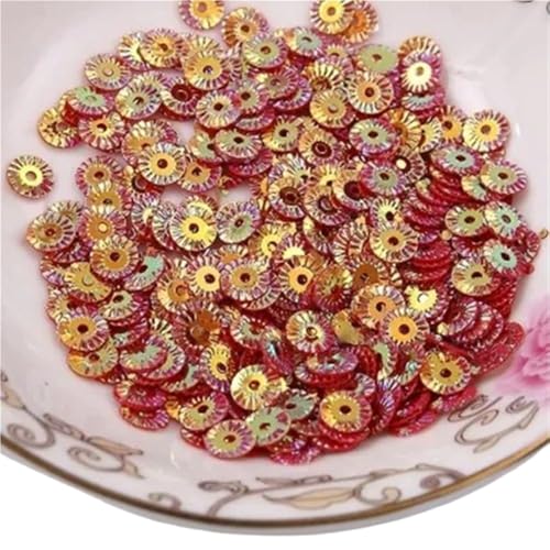 mit farbenfrohen Papierstücken, 30 g PVC-Pailletten for Nähen, 6 mm runde Radblumen, vergoldete lose Pailletten, gelb, rosa, rot, lila Pailletten(Red) von GNYVZXPLQ