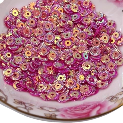 mit farbenfrohen Papierstücken, 30 g PVC-Pailletten for Nähen, 6 mm runde Radblumen, vergoldete lose Pailletten, gelb, rosa, rot, lila Pailletten(Rose Red) von GNYVZXPLQ