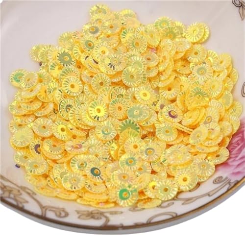mit farbenfrohen Papierstücken, 30 g PVC-Pailletten for Nähen, 6 mm runde Radblumen, vergoldete lose Pailletten, gelb, rosa, rot, lila Pailletten(Yellow) von GNYVZXPLQ