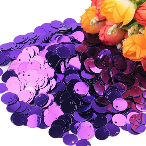 mit farbenfrohen Papierstücken, 50 g große Pailletten, 10 mm bis 30 mm flache runde Pailletten, kreisförmige flache Pailletten, Nähzubehör for Hochzeiten(Dark purple,25mm) von GNYVZXPLQ