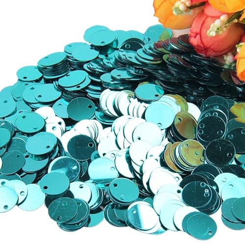 mit farbenfrohen Papierstücken, 50 g große Pailletten, 10 mm bis 30 mm flache runde Pailletten, kreisförmige flache Pailletten, Nähzubehör for Hochzeiten(Light blue,10mm) von GNYVZXPLQ