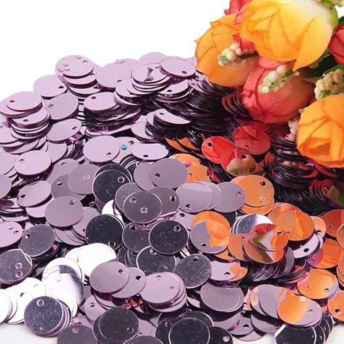 mit farbenfrohen Papierstücken, 50 g große Pailletten, 10 mm bis 30 mm flache runde Pailletten, kreisförmige flache Pailletten, Nähzubehör for Hochzeiten(Light purple,20mm) von GNYVZXPLQ