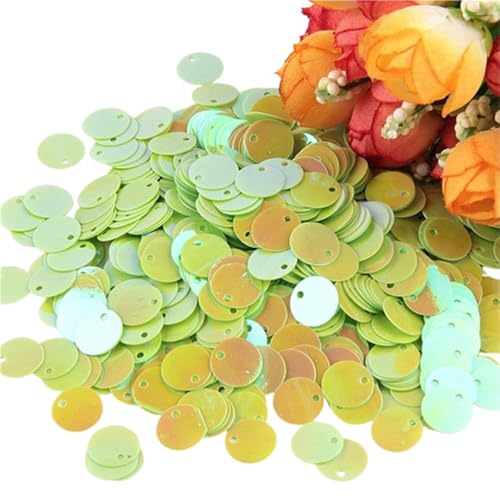 mit farbenfrohen Papierstücken, 50 g große Pailletten, 10 mm bis 30 mm flache runde Pailletten, kreisförmige flache Pailletten, Nähzubehör for Hochzeiten(LightGreen,30mm) von GNYVZXPLQ