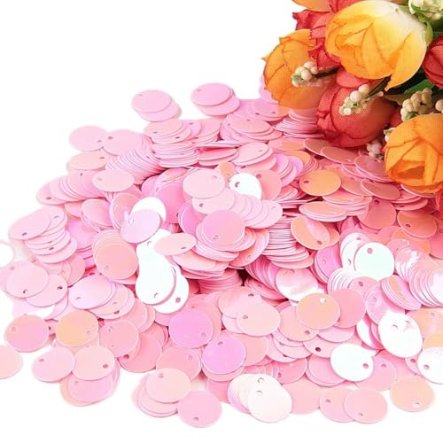 mit farbenfrohen Papierstücken, 50 g große Pailletten, 10 mm bis 30 mm flache runde Pailletten, kreisförmige flache Pailletten, Nähzubehör for Hochzeiten(Lightpink,10mm) von GNYVZXPLQ