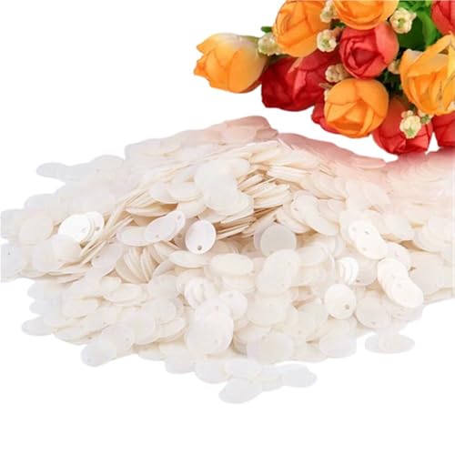 mit farbenfrohen Papierstücken, 50 g große Pailletten, 10 mm bis 30 mm flache runde Pailletten, kreisförmige flache Pailletten, Nähzubehör for Hochzeiten(Matte white,10mm) von GNYVZXPLQ