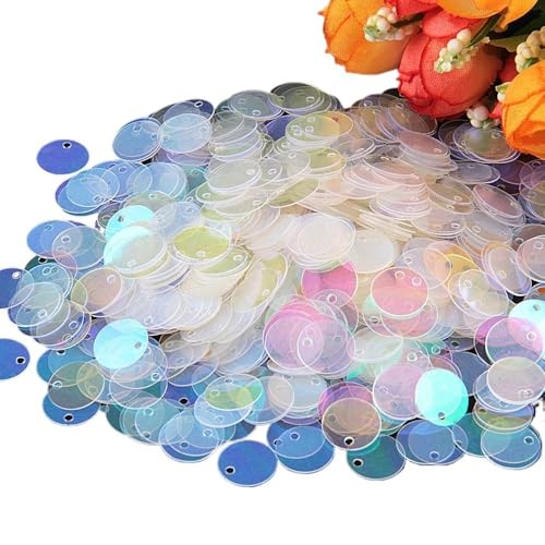 mit farbenfrohen Papierstücken, 50 g große Pailletten, 10 mm bis 30 mm flache runde Pailletten, kreisförmige flache Pailletten, Nähzubehör for Hochzeiten(Sky blue,15mm) von GNYVZXPLQ
