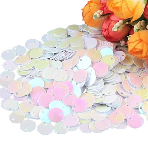 mit farbenfrohen Papierstücken, 50 g große Pailletten, 10 mm bis 30 mm flache runde Pailletten, kreisförmige flache Pailletten, Nähzubehör for Hochzeiten(SmokeWhite,25mm) von GNYVZXPLQ