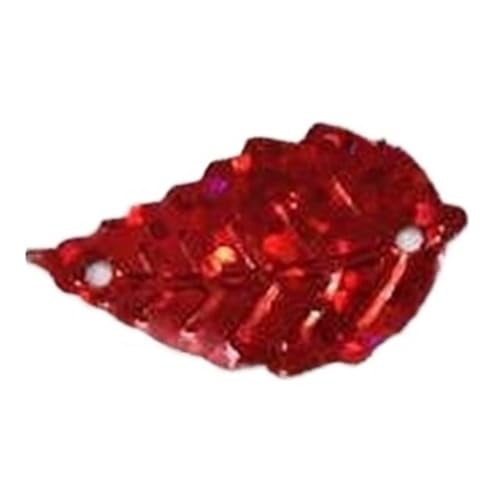 mit farbenfrohen Papierstücken, 50 g kreative Farbperlen-Pailletten, Blatt-Pailletten, 13 x 24 mm PVC-Massenpailletten for Nähen von DIY-Blättern mit 2 Löchern(Laser Red) von GNYVZXPLQ