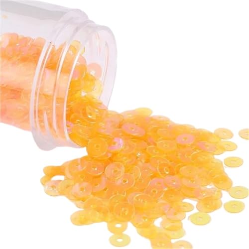 mit farbenfrohen Papierstücken, Durchmesser 2–6 mm, klare, flache, runde Pailletten, Pailletten for Nähen von Hochzeitskleidern, Bastel-Näh-Pailletten, 1 Packung(Clear Orange,6mm) von GNYVZXPLQ