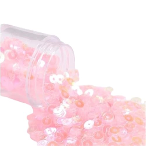 mit farbenfrohen Papierstücken, Durchmesser 2–6 mm, klare, flache, runde Pailletten, Pailletten for Nähen von Hochzeitskleidern, Bastel-Näh-Pailletten, 1 Packung(Clear peach pink,3mm) von GNYVZXPLQ