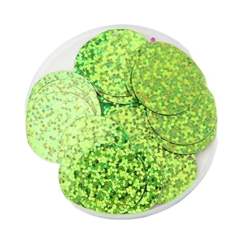 mit farbenfrohen Papierstücken, Große runde Pailletten, 30/40/50 mm Pailletten, Paillette Lentejuelas mit 1 Seitenloch, DIY-Nähzubehör, 1 Packung(Laser light green,50mm) von GNYVZXPLQ