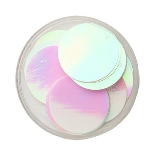 mit farbenfrohen Papierstücken, Große runde Pailletten, 30/40/50 mm Pailletten, Paillette Lentejuelas mit 1 Seitenloch, DIY-Nähzubehör, 1 Packung(Laser white,50mm) von GNYVZXPLQ