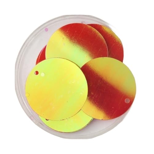 mit farbenfrohen Papierstücken, Große runde Pailletten, 30/40/50 mm Pailletten, Paillette Lentejuelas mit 1 Seitenloch, DIY-Nähzubehör, 1 Packung(Orange red,50mm) von GNYVZXPLQ