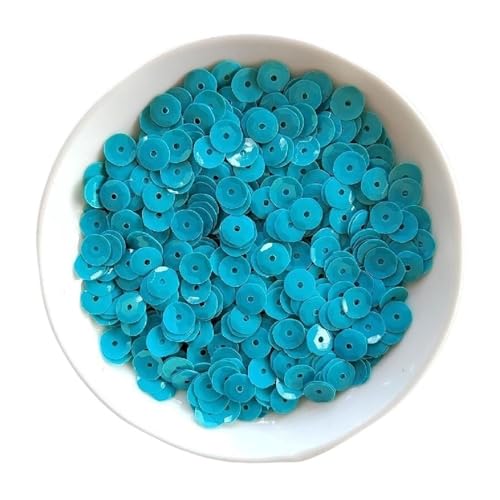 mit farbenfrohen Papierstücken, Konkave Pailletten, 3/4/5/6/8/10 mm lose runde Cup-Pailletten, Pailletten-Glitzer, Näh-, Kleider-, Bastel- und Dekorationszubehör(Blue,6mm*50) von GNYVZXPLQ