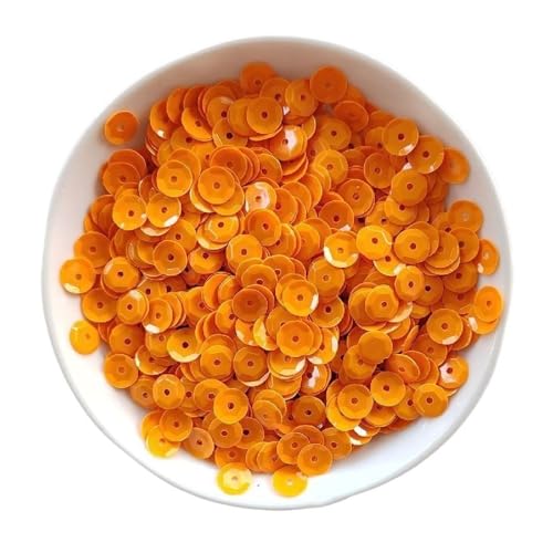 mit farbenfrohen Papierstücken, Konkave Pailletten, 3/4/5/6/8/10 mm lose runde Cup-Pailletten, Pailletten-Glitzer, Näh-, Kleider-, Bastel- und Dekorationszubehör(Orange,6mm*10) von GNYVZXPLQ
