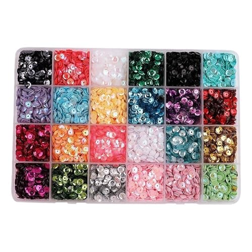mit farbenfrohen Papierstücken, Kreative Farbperlen, Pailletten, leuchtende Pailletten, rundes Flatback-Konfetti, Pailletten for Nähen von Hochzeitskleidern, 1 Box(Black) von GNYVZXPLQ