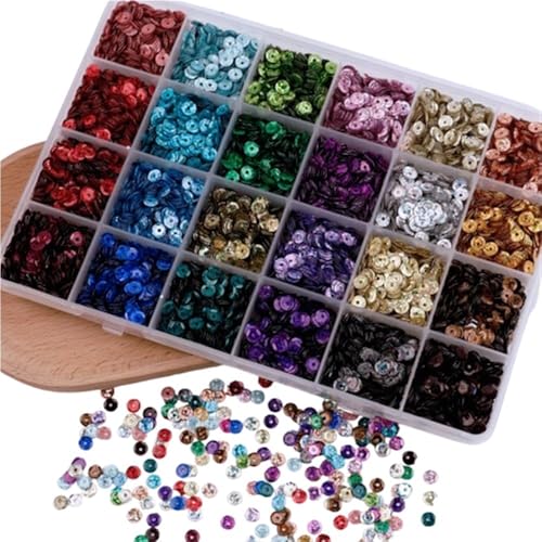mit farbenfrohen Papierstücken, Kreative Farbperlen, Pailletten, leuchtende Pailletten, rundes Flatback-Konfetti, Pailletten for Nähen von Hochzeitskleidern, 1 Box(Deep red) von GNYVZXPLQ