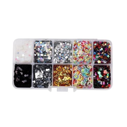 mit farbenfrohen Papierstücken, Lose PVC-Pailletten, stilvolle Pailletten, Bastelpailletten, schillernde Glitzerflocken for Hochzeitsdekoration, DIY-Zubehör(Black) von GNYVZXPLQ