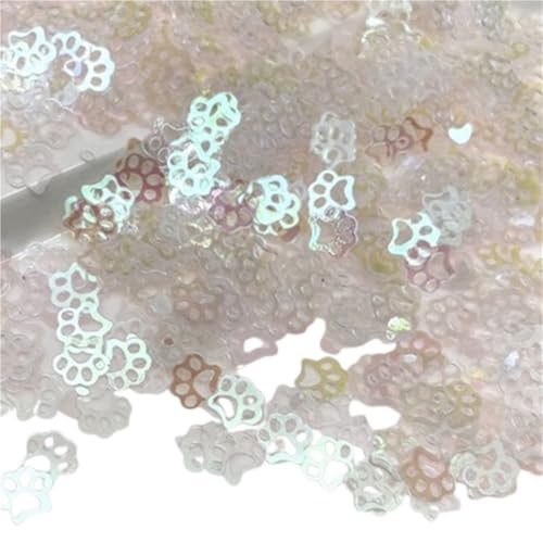 mit farbenfrohen Papierstücken, Lose PVC-Pailletten in Bärentatzenform, Durchmesser 5 mm, 20 g, Glitzer-Pailletten for Nagelkunst, Laser-Pailletten-Zubehör for Ornamente(Clear) von GNYVZXPLQ