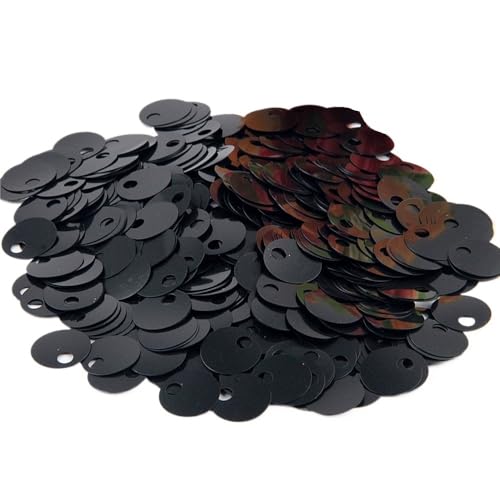mit farbenfrohen Papierstücken, Schillernde Pailletten for Basteln, Pailletten 10 mm, 20 mm, 30 mm, flache, runde Pailletten for Basteln, größere runde Pailletten, 1 Beutel(Black) von GNYVZXPLQ