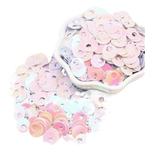 mit farbenfrohen Papierstücken, Schillernde Pailletten for Basteln, Pailletten 10 mm, 20 mm, 30 mm, flache, runde Pailletten for Basteln, größere runde Pailletten, 1 Beutel(Rice white) von GNYVZXPLQ