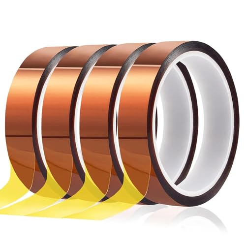 GO BEYOND YOURSEIF 4er-Pack Polyimid-Hochtemperaturband (0,06 Mm × 10 Mm × 33 M) Silikonkleber Hitzebeständiges Maskierungs- Und Lötpaket von GO BEYOND YOURSEIF